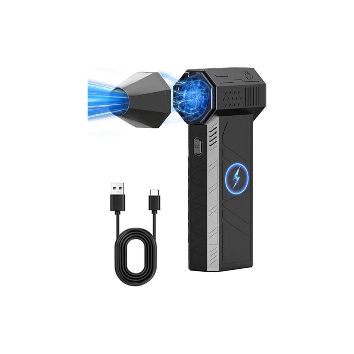 110001193815137.jpg Mobee Işıklı Mini Turbo Jet Fan 130000RPM Kablosuz Toz ve Hava Üfleyici – Pc Klavye, Araba Temizleme Aracı - Görsel 1