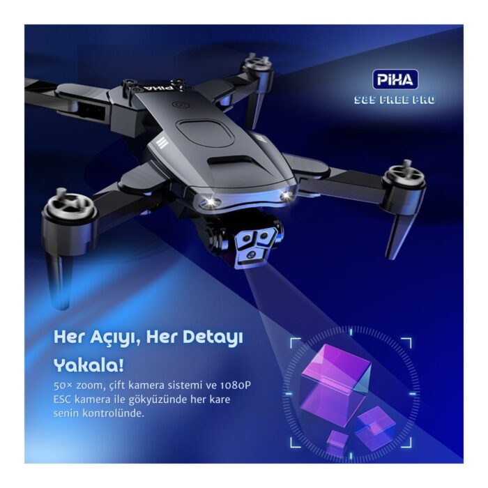 Piha S85 Free Pro – 2 Batarya, 40 Dakika Uçuş, 1080P Çift Esc Kamera, Fırçasız Motorlu Drone - Görsel 1