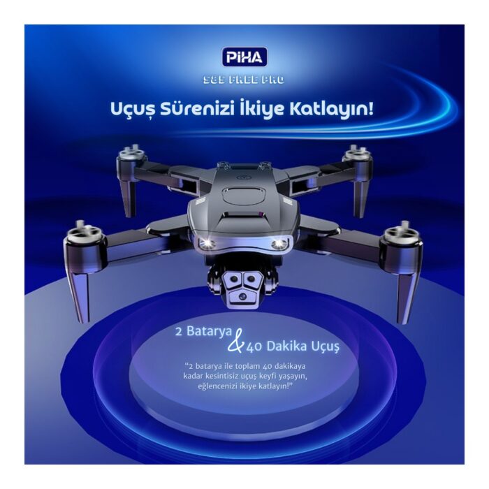 Piha S85 Free Pro – 2 Batarya, 40 Dakika Uçuş, 1080P Çift Esc Kamera, Fırçasız Motorlu Drone - Görsel 2