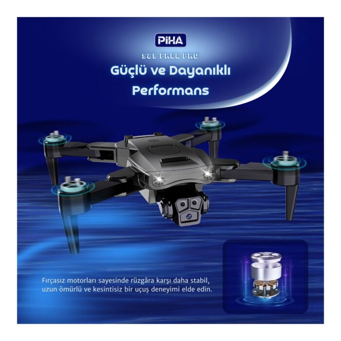 Piha S85 Free Pro – 2 Batarya, 40 Dakika Uçuş, 1080P Çift Esc Kamera, Fırçasız Motorlu Drone - Görsel 3