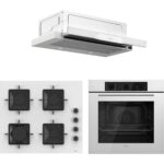 Ferre QBL62CB - SS206 -D037 60 cm Beyaz Cam Turbolu Aspiratörlü Ankastre Set - Yeni