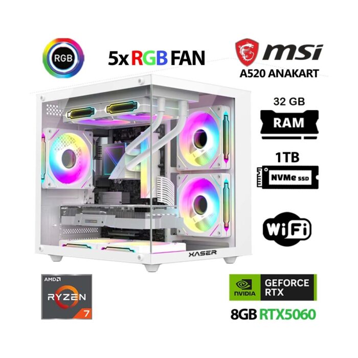 110001200050336.jpg Xaser Sword X60 Mini Ryzen 7 5700X 32GB Ram 1tb M.2 Nvme SSD 8gb RTX5060 Masaüstü Oyuncu Bilgisayarı - Görsel 1