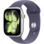 Apple Watch Series 11 Gps, 42 mm Gümüş rengi Alüminyum kasa ve Sis moru Spor kordon - M/l