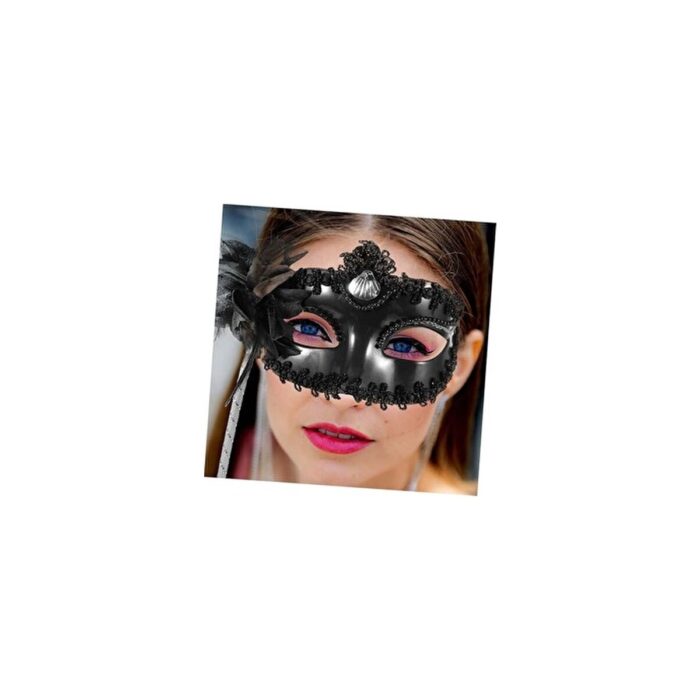 Genel Markalar Siyah Işıltılı Tutmalı Fotoğraf Çekimi Maskesi - Görsel 2