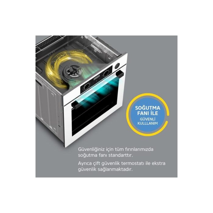 Simfer 4 Fonksiyon Trend Beyaz Cam 3'lü Ankastre Set (Fırın + Ocak + Davlumbaz) - Görsel 5