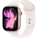 Apple Watch Series 11 Gps, 42 mm Roze altın Rengi Alüminyum kasa ve Bulut pembesi Spor kordon - m/l
