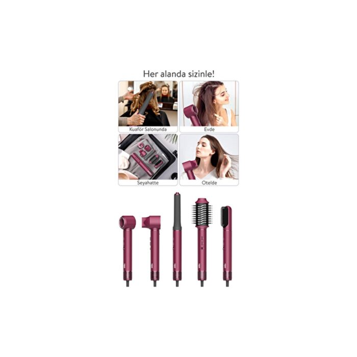 Sinbo Pro Compact Uzun Multi-Styler Hava Üfleme 5in1 Saç Şekillendirici Bldc SHD-1729 Royal Gilded Red - Görsel 4