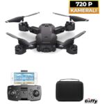 Giffy Başlangıç Drone 720P Hd Kameralı Drone Katlanabilir Taşıma Çantalı 4 Pervaneli Havada Sabit Kalır Kırmızı ve Siyah - Görsel 2