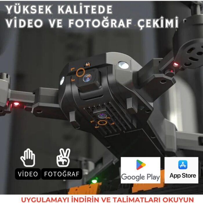 Giffy Başlangıç Drone 720P Hd Kameralı Drone Katlanabilir Taşıma Çantalı 4 Pervaneli Havada Sabit Kalır Kırmızı ve Siyah - Görsel 3