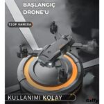 Giffy Başlangıç Drone 720P Hd Kameralı Drone Katlanabilir Taşıma Çantalı 4 Pervaneli Havada Sabit Kalır Kırmızı ve Siyah - Görsel 5