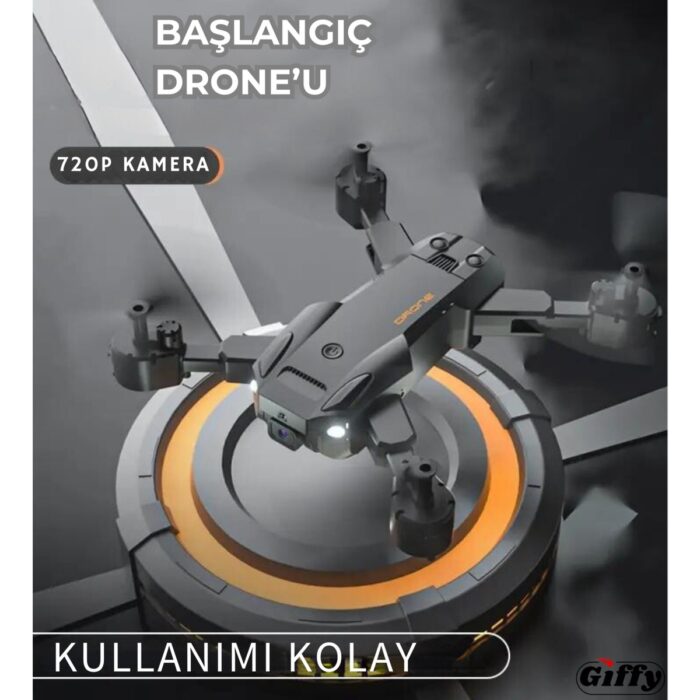 Giffy Başlangıç Drone 720P Hd Kameralı Drone Katlanabilir Taşıma Çantalı 4 Pervaneli Havada Sabit Kalır Kırmızı ve Siyah - Görsel 5