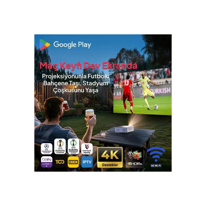 Vankyo Aurzen D1G Android Google Tv 4K Destekli Projeksiyon Cihazı +HDR10+AUTO Focus+Auto Keystone+6g Wifi+6.1bt+Dolby Ses Sistemi - Ps5/ps4/xbox - Görsel 5