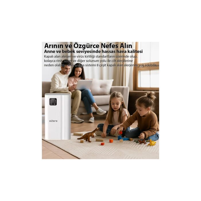 Ezere ANİON Hava Temizleme Cihazı 350 Cadr, LED Ekran, Iyon ve Sessiz Çalışma ile Toz, Duman, Poleni %99.9 Filtreler. Temiz Hava - Görsel 4