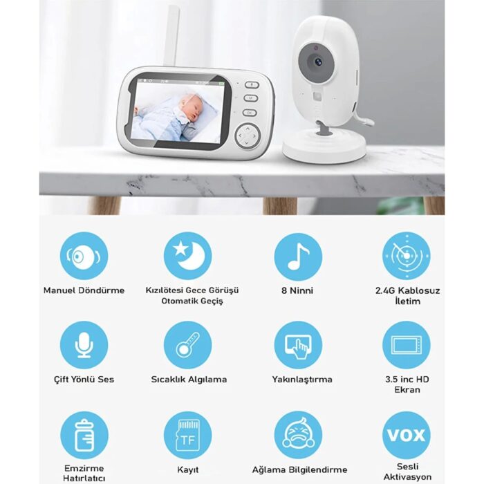 Hayat Store Gece Görüşlü Bebek Odası Kamera Sıcaklık Uyarısı Izleme Ekranı - Lisinya - Görsel 3