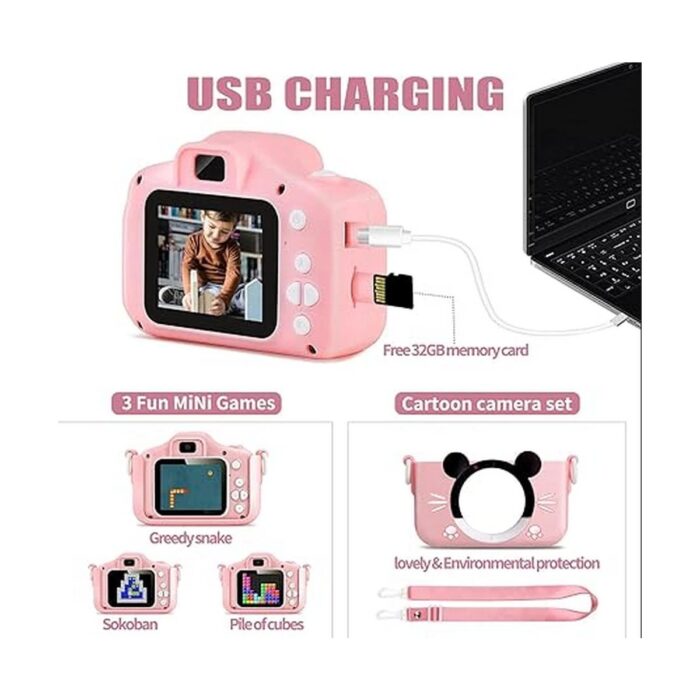 SP Çocuk Dijital Fotoğraf Makinası 20 Mp Video Kaydedici 2.0 Inç Çift Kameralı - Lisinya - Görsel 3