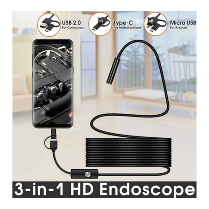 SP Endoskop 3 In 1 Yılan Kamera USB Micro USB Type-C 20 Metre Sert Kablo - Lisinya - Görsel 4