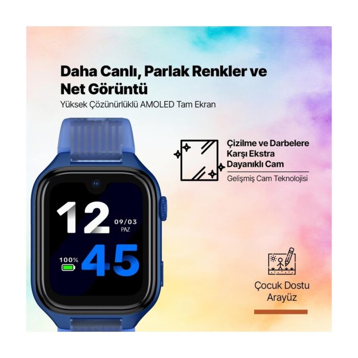 Ttec Kidi Pro AMOLED Ekranlı GPS 4G Sim Kartlı Akıllı Çocuk Saati Okyanus Laciverti 2KSW03 - Görsel 3