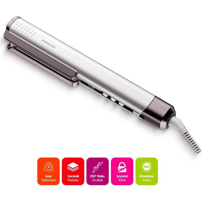 Polosmart PBS704 Kablolu 13 Kademeli Seramik Kaplamalı 63W Saç Düzleştirici Lila - Görsel 4