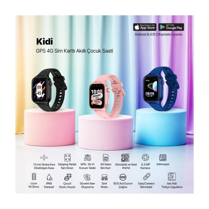 Ttec Kidi GPS 4G Sim Kartlı Akıllı Çocuk Saati Balerin Pembesi 2KSW02 - Görsel 2