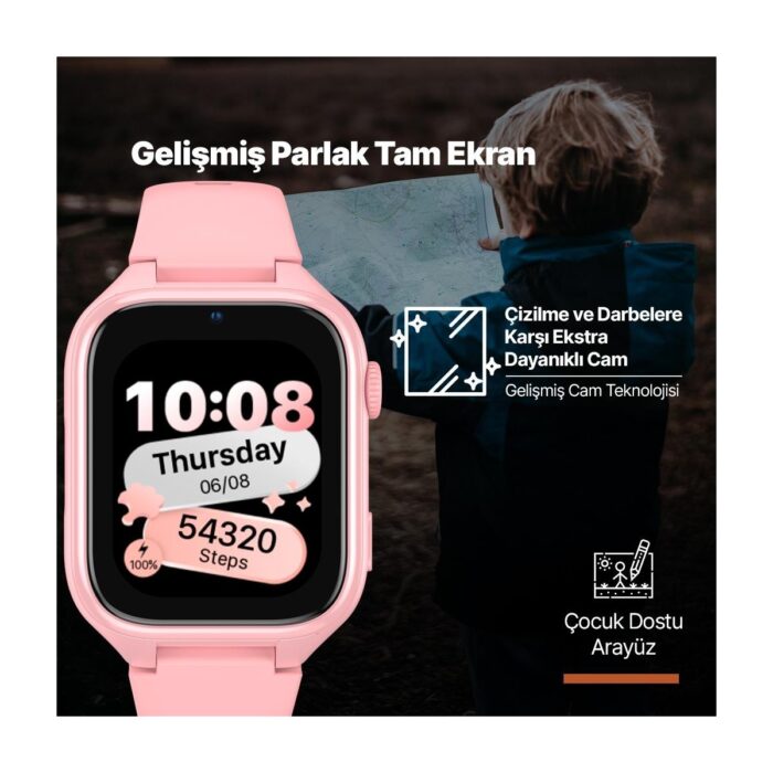 Ttec Kidi GPS 4G Sim Kartlı Akıllı Çocuk Saati Balerin Pembesi 2KSW02 - Görsel 4