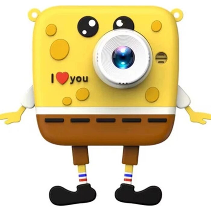 110001209535949.jpg Vothoon Sünger Bob Tasarımlı Yeni Nesil Çocuk Dijital Mini Fotoğraf Makinesi Çift Kamera 20 Mp - Görsel 1