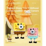 Vothoon Sünger Bob Tasarımlı Yeni Nesil Çocuk Dijital Mini Fotoğraf Makinesi Çift Kamera 20 Mp - Görsel 3