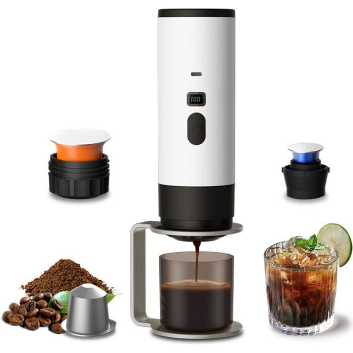 Kablosuz Elektrikli Taşınabilir Espresso Kahve Makinesi – Araba, Ev ve Kamp Için Kapsül ve Toz Kahve, Seyahat Dostu 7800MAH Pil - Görsel 1