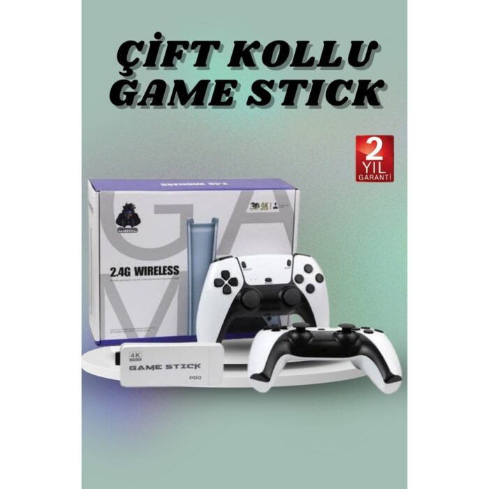 110001210210483.jpg Çift Oyun Kollu 4K Hd Ekran Nostaljik 20.000 Oyunlu Beyaz Game Stick - Görsel 1