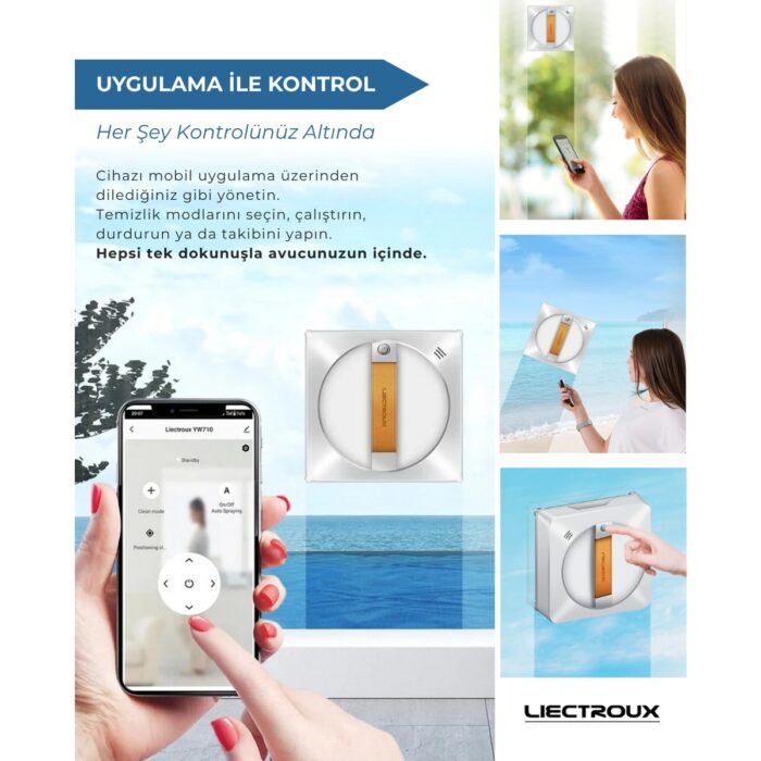 Liectroux YW710 Tam Otomatik Akıllı Cam Temizleme Robotu, Çift Ultrasonik Sprey - Görsel 2