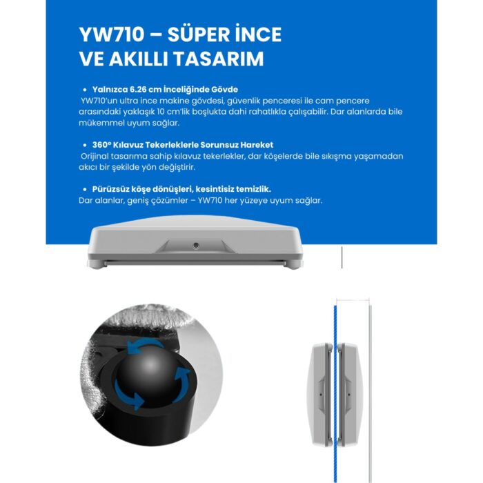 Liectroux YW710 Tam Otomatik Akıllı Cam Temizleme Robotu, Çift Ultrasonik Sprey - Görsel 5