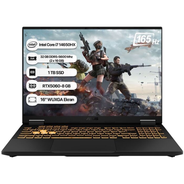 Asus Tuf Gaming F16 FX608JMR-RV078 Intel Core I7 14650HX 32GB 1 Tb SSD RTX5060-8GB 115W Freedos 16" 165Hz Wuxga Taşınabilir Bilgisayar - Görsel 1