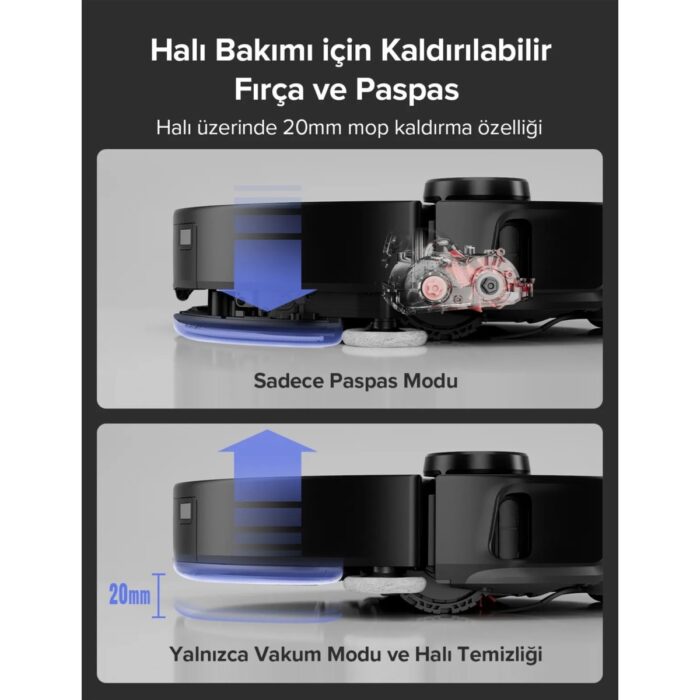 Roborock 10000PA Emiş Gücü Robot Süpürge ve Paspas | Akıllı Kir Algılama | Kendini Temizleme | Ekstra Kenar Temizleme - Görsel 5