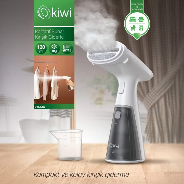 110001211783466.jpg Kiwi KSI-640 Buharlı Dikey Kırışık Düzeltici Ütü - Beyaz - 1000 Watt - Görsel 1
