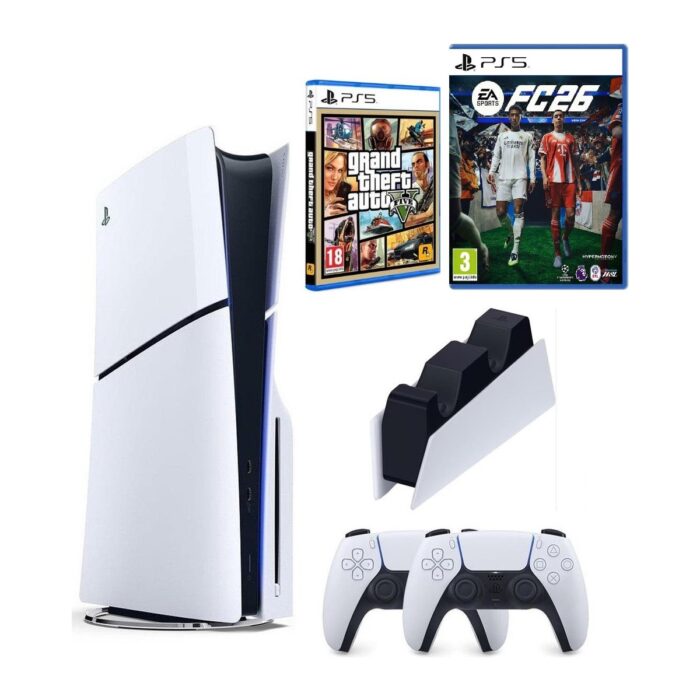 Sony Playstation 5 Slim +2.kol Dualsense +Şarj Istasyonu +Ps5 FC26 + Gta V ( Ithalatçı Garantili) - Görsel 1