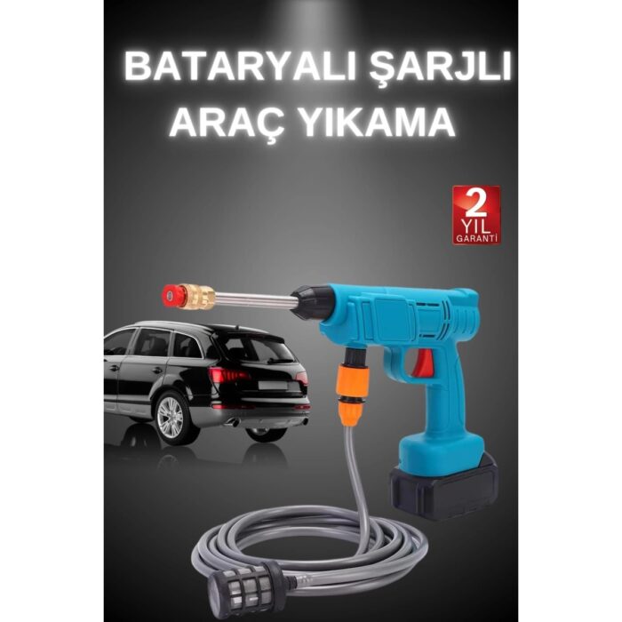 Şarjlı ve Yüksek Basınçlı Oto Yıkama Makinesi ve Sulama Tabancası Bahçe Yıkama Makinesi - Görsel 1