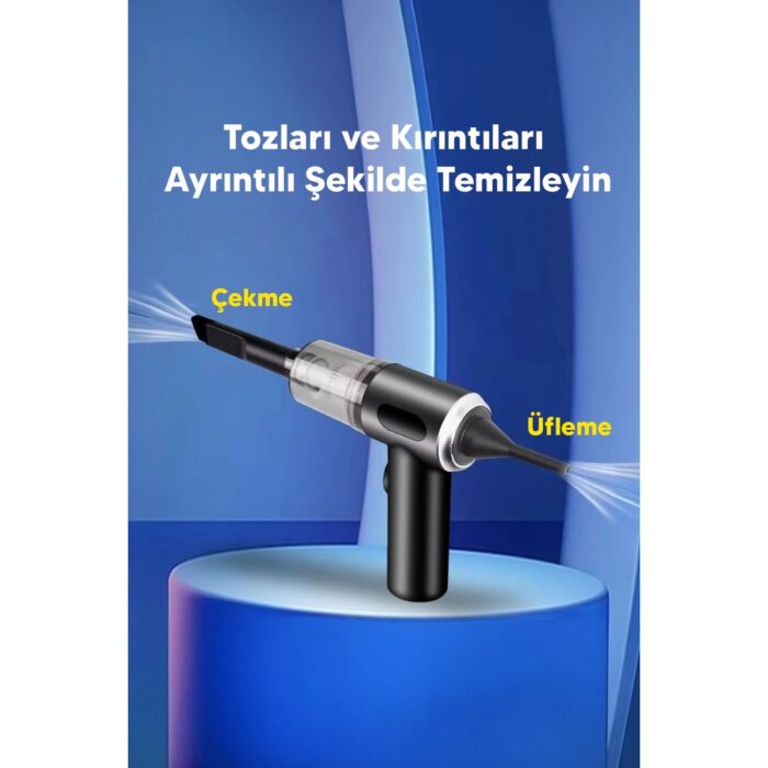 Taşınabilir Kablosuz Elektrikli El Süpürgesi- Ev, Ofis, Araba ,klavye Temizliği Için Ideal - Görsel 3
