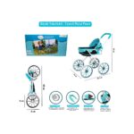 Büyük Tekerlekli Tenteli Katlanabilir Metal Oyuncak Bebek Puseti Premium Lüx Mavi - Görsel 3