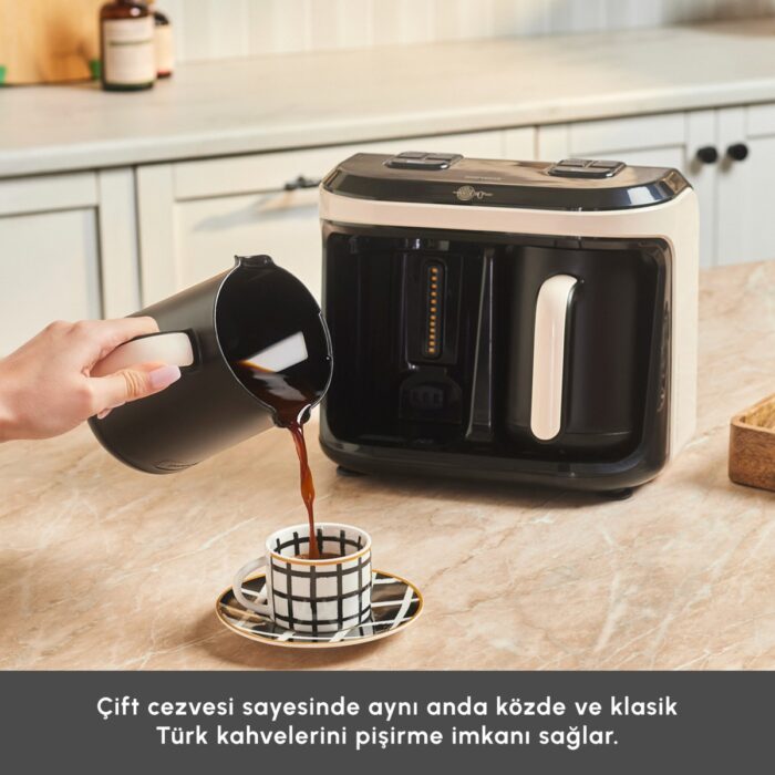 Karaca Hatır Hüp Düet Aromalı, Közde ve Türk Kahve Makinesi 10 Fincan Kapasiteli Bol Köpüklü Krem - Görsel 3