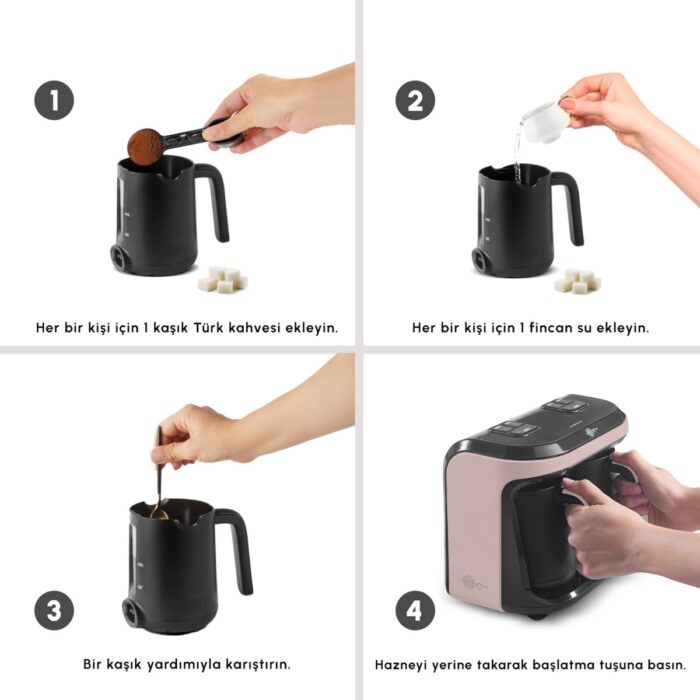 Karaca Hatır Hüp Düet Aromalı, Közde ve Türk Kahve Makinesi 10 Fincan Kapasiteli Bol Köpüklü Krem - Görsel 5