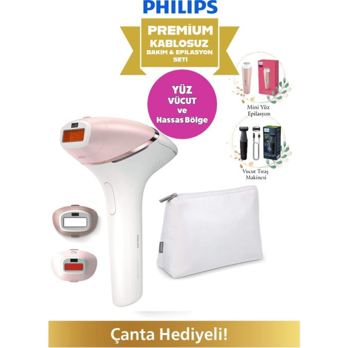 110001214012786.jpg Philips Cilt Tonu Sensörü Kablosuz Yüz, Vücüt ve Hassas Bölge Bakım & Akıllı Lazer Premium Epilasyon Seti - Görsel 1