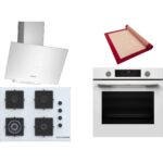 Bosch Beyaz 3 Lü Ankastre Set 355 ( HUA736EV0T - POH7C2P30O - DWK64PJ20T  ) 67CM Wok Bek Ocak - Buhar Destekli Fırın - Pişirme Matı ile Birlikte