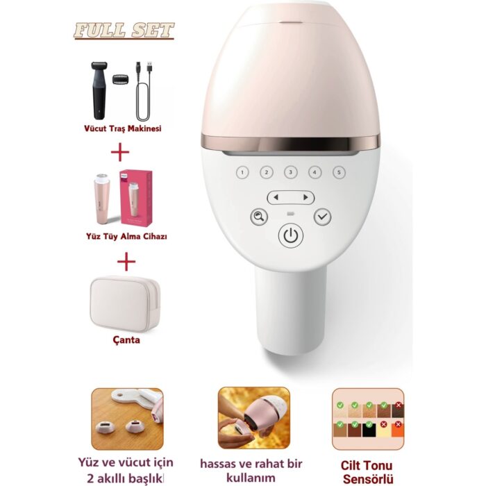 Philips Lumea Lazer Epilasyon Ipl Tüy Alma Cihazı, Çanta Hediyeli, Yüz ve Vücut ve Hassas Bölge Kullanımı, Kablolu/kablosuz + Tüy Alma Cihazı Tıraş Makinesi + Onerous Lambader - Görsel 1