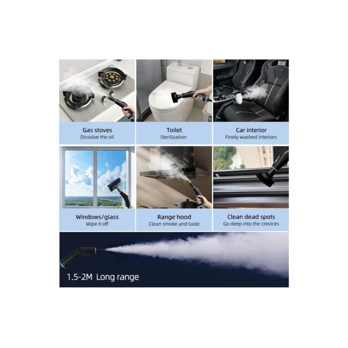 Valkyrie 2500W Yüksek Basınçlı Buharlı Temizleyici  6 Kademeli Güç Ayarı 10 Farklı Başlık Çok Fonksiyonlu Temizlik Makinesi - Görsel 5