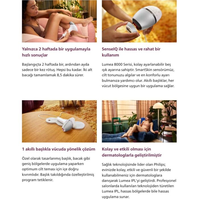 Philips  lumea Lazer Epilasyon Ipl Tüy Alma Cihazı, Senseıq Teknolojili, 1 Akıllı Başlık, Uzun Kablo ile Esnek Kullanım, Cilt Tonu Sensörlü + Lambader (Onerous) - Görsel 3