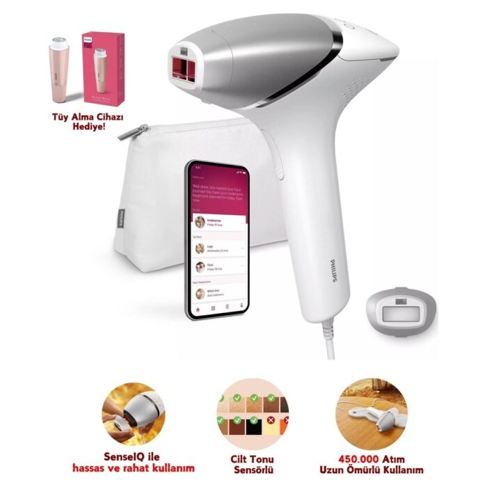 Philips  lumea Lazer Epilasyon Ipl Tüy Alma Cihazı, Senseıq Teknolojili, 1 Akıllı Başlık + Tüy Alma Cihazı, Uzun Kablo ile Esnek Kullanım, Cilt Tonu Sensörlü + Lambader (Onerous) - Görsel 1