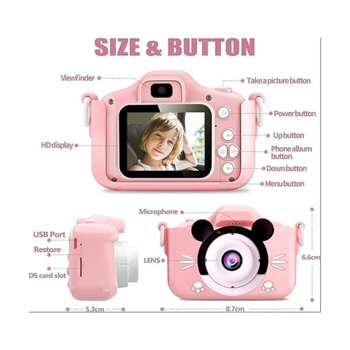 Senson Çocuk Dijital Fotoğraf Makinası 20 Mp Video Kaydedici 2.0 Inç Çift Kameralı - Lisinya - Görsel 1