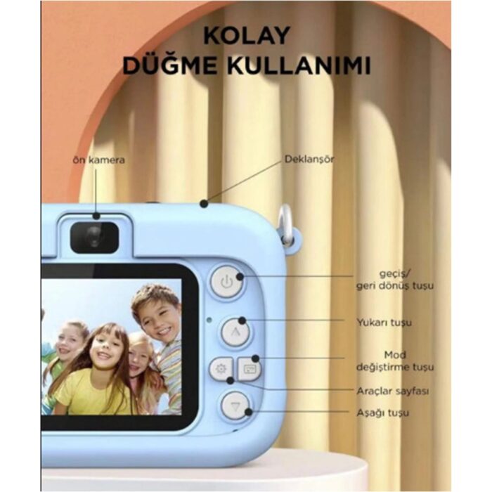 Senson Mini 1080P Hd Çocuk Kamera Dijital Fotoğraf Makinesi 2.0 Inç Ekran 5 Adet Oyun Mor - Lisinya - Görsel 4