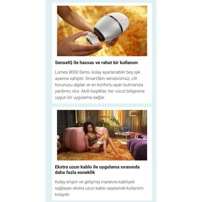 Philips  lumea Lazer Epilasyon Ipl Tüy Alma Cihazı, Senseıq Teknolojili, 1 Akıllı Başlık + Tüy Alma Cihazı, Uzun Kablo ile Esnek Kullanım, Cilt Tonu Sensörlü +Mutfak Tartısı (Onerous) - Görsel 4
