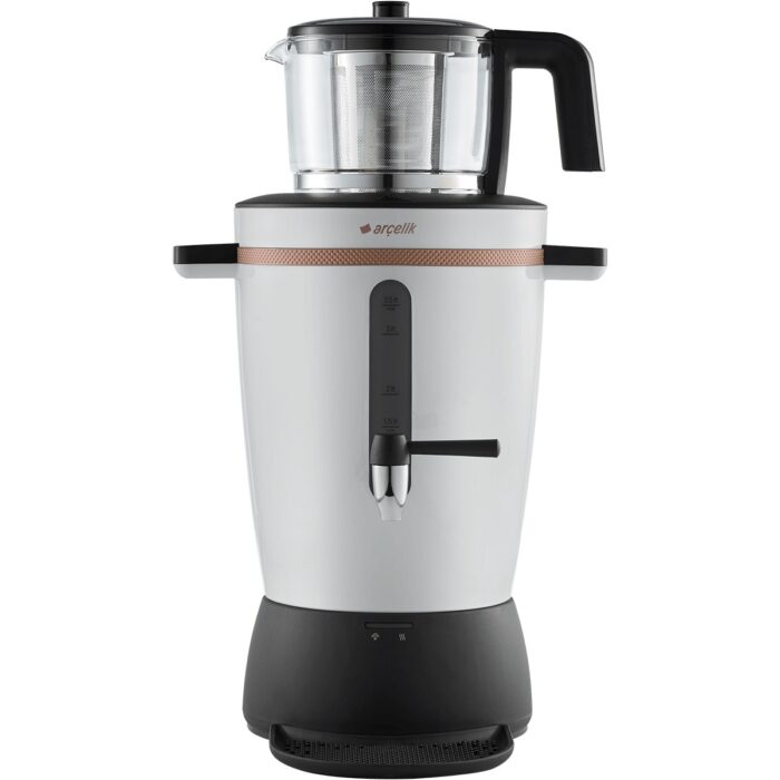 Arçelik Beyaz Çay Makinesi – 3,5 L Su Isıtıcı, 0,9 L Cam Çift Demlik, Otomatik Kapanma ve Güvenlik Özellikleri - Görsel 1