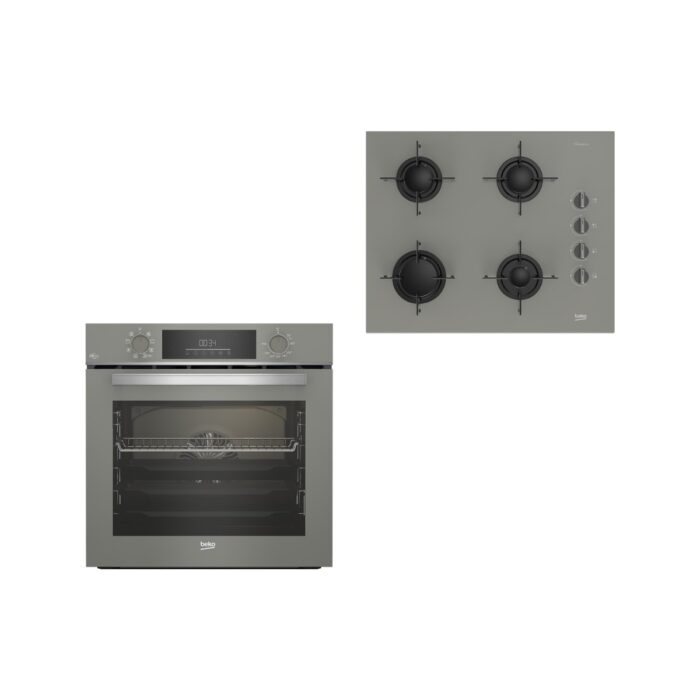 110001216178392.jpg Beko 2'li Manhattan Gri Ankastre Set Fırın + Ocak - Görsel 1